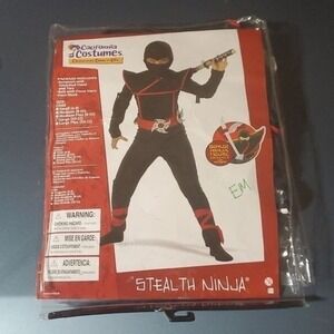 California Costumes Stealth Ninja Kids Costume Black Red Size Large 10-12 New